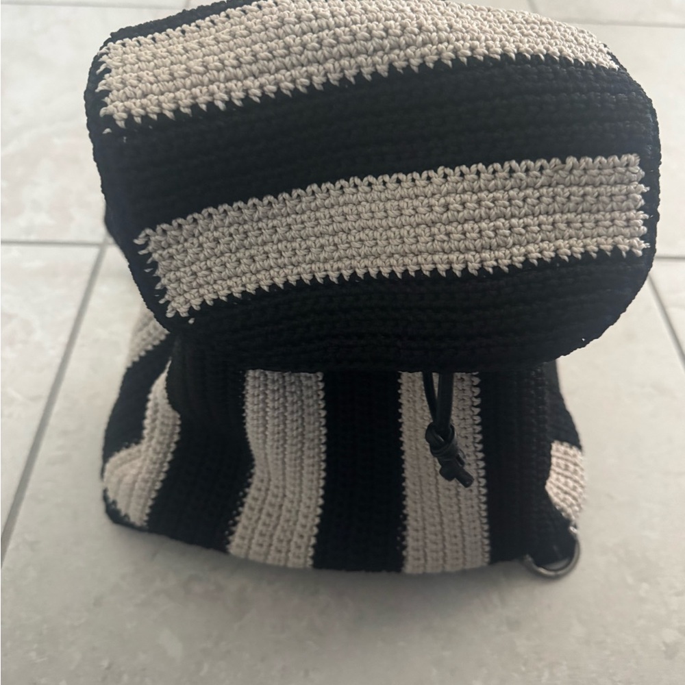 The Sak Black and White Striped Sayulita crochet Backpack - Picture 9 of 16